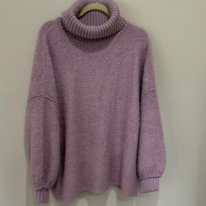 Free People Lavender Plush Cowl Neck Sweater